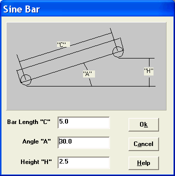 Sine Bar Calculation Chart